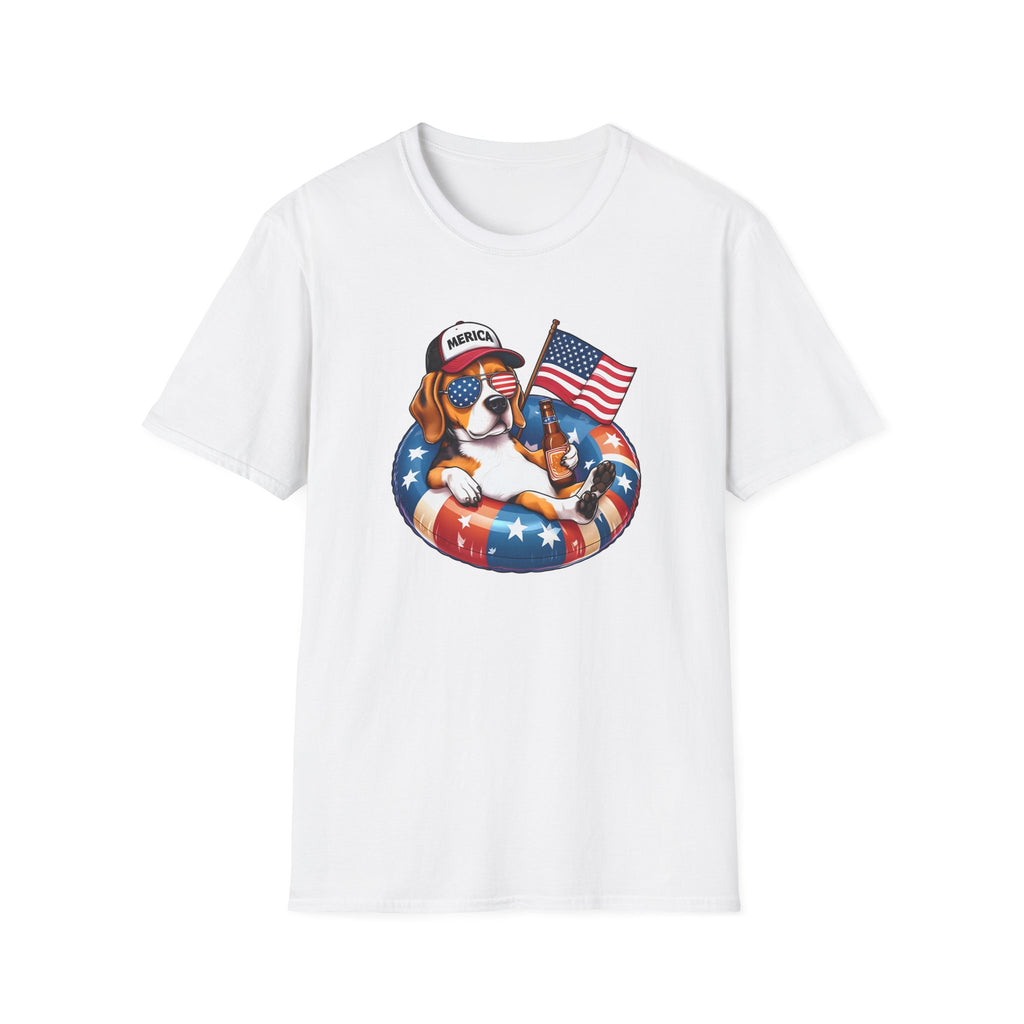 Beagle Dog with Sunglasses and Flag - Classic Fit