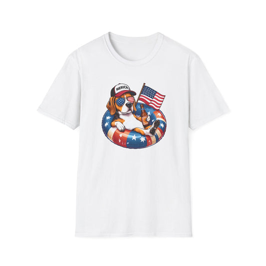 Beagle Dog with Sunglasses and Flag - Classic Fit