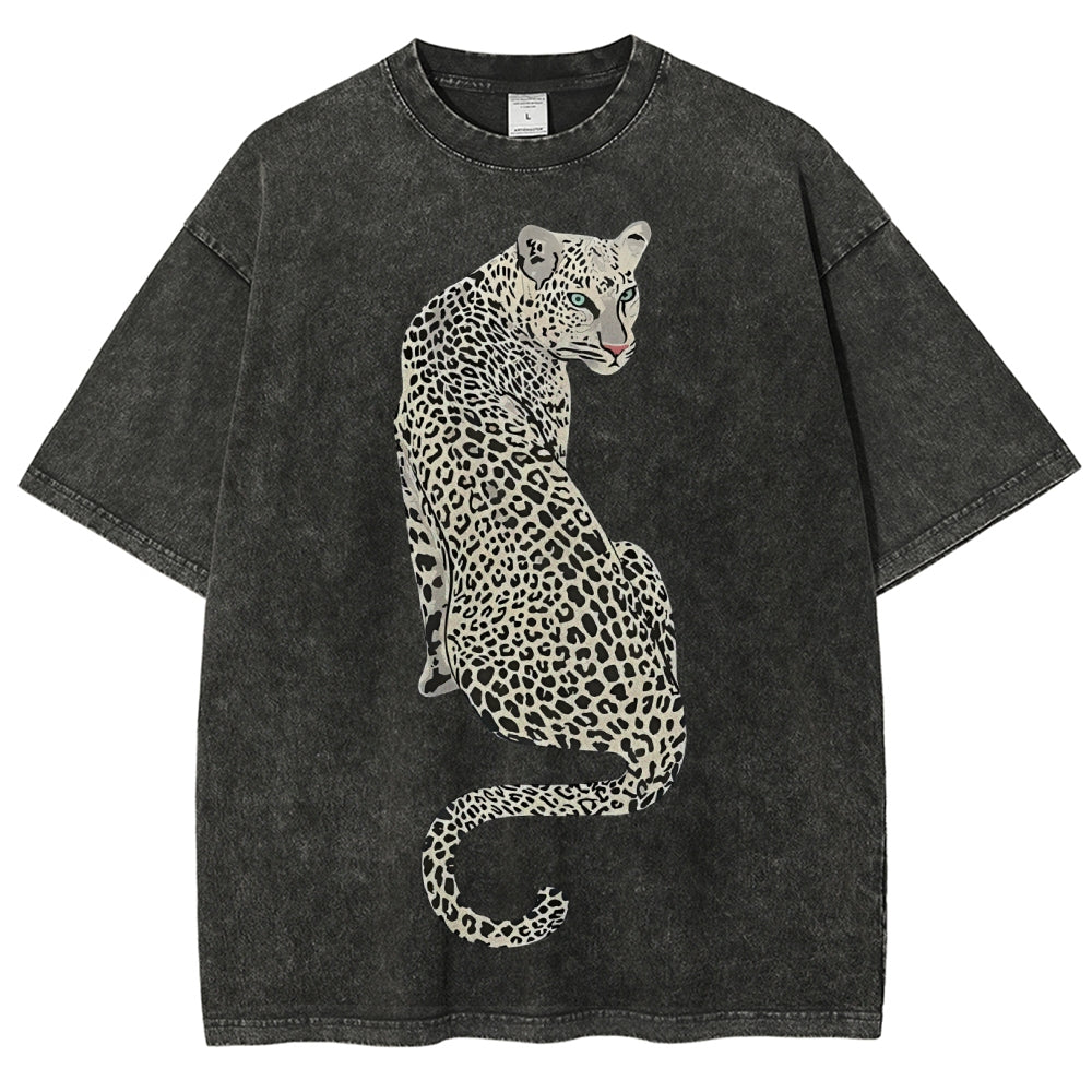 White Leopard Unisex Vintage Washed Tee