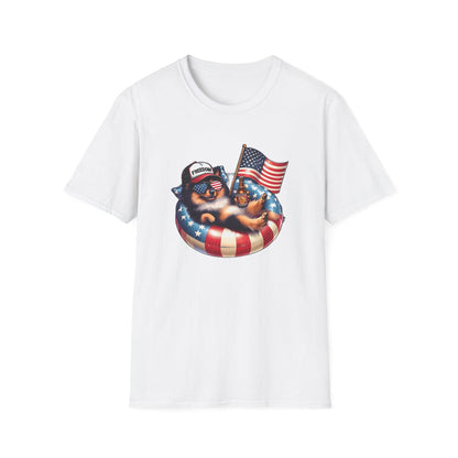Pomeranian Relaxing With Sunglasses And Flag - Classic Fit