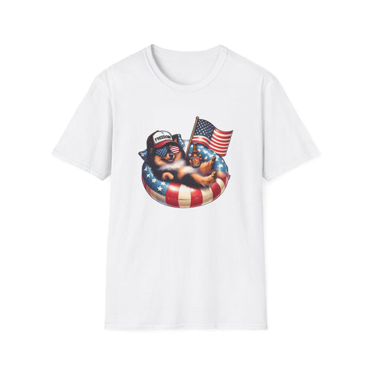 Pomeranian Relaxing With Sunglasses And Flag - Classic Fit