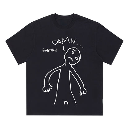 Cute Line Drawing Crew Neck Short-Sleeve T-Shirt Unisex
