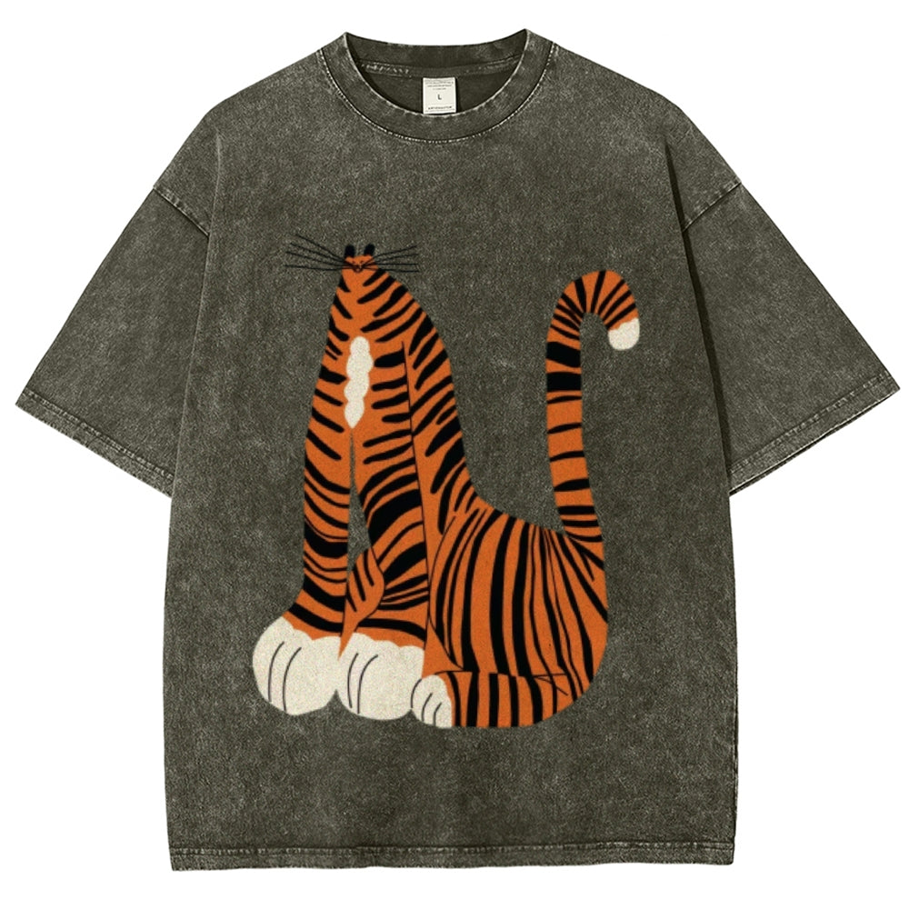 Tiger Cat Unisex Vintage Washed Tee