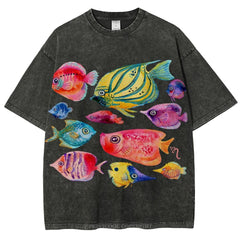 Tropical Fishes Unisex Vintage Washed Tee