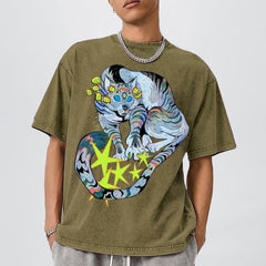 Warriors Cat Unisex Vintage Washed Tee