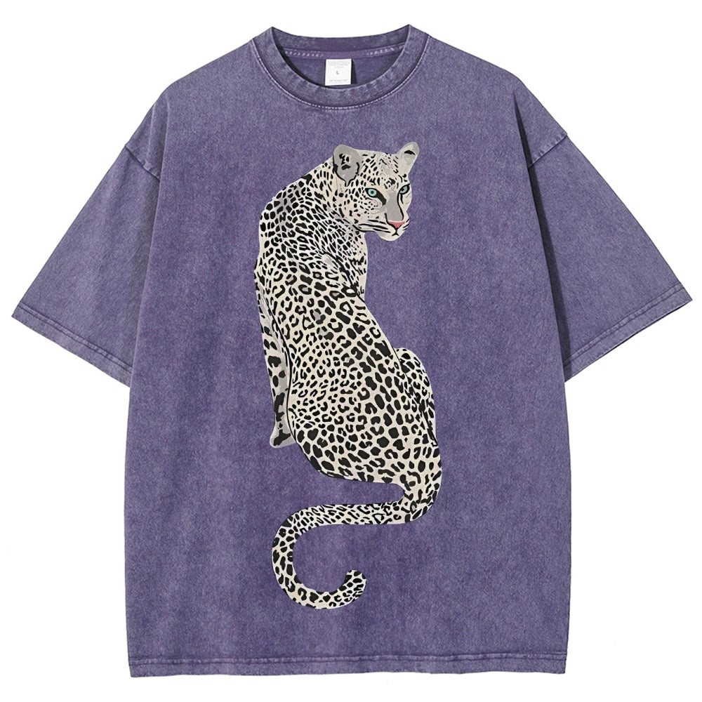 White Leopard Unisex Vintage Washed Tee