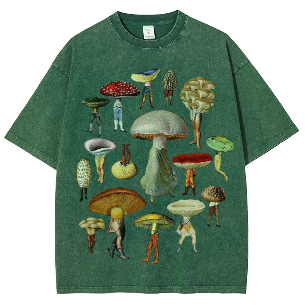 Troop of Mushrooms Unisex Vintage Washed Tee