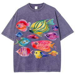 Tropical Fishes Unisex Vintage Washed Tee