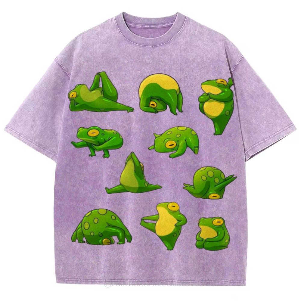 Yoga Frog Unisex Vintage Washed Tee