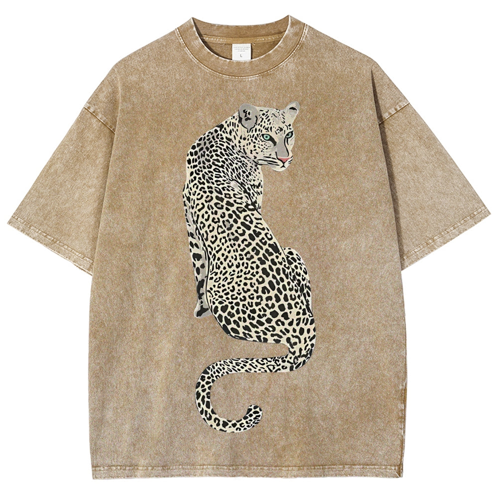White Leopard Unisex Vintage Washed Tee