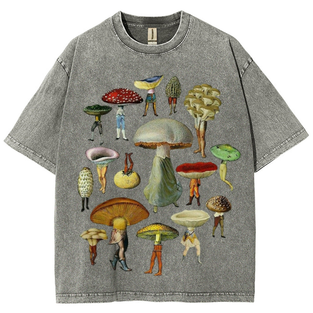 Troop of Mushrooms Unisex Vintage Washed Tee