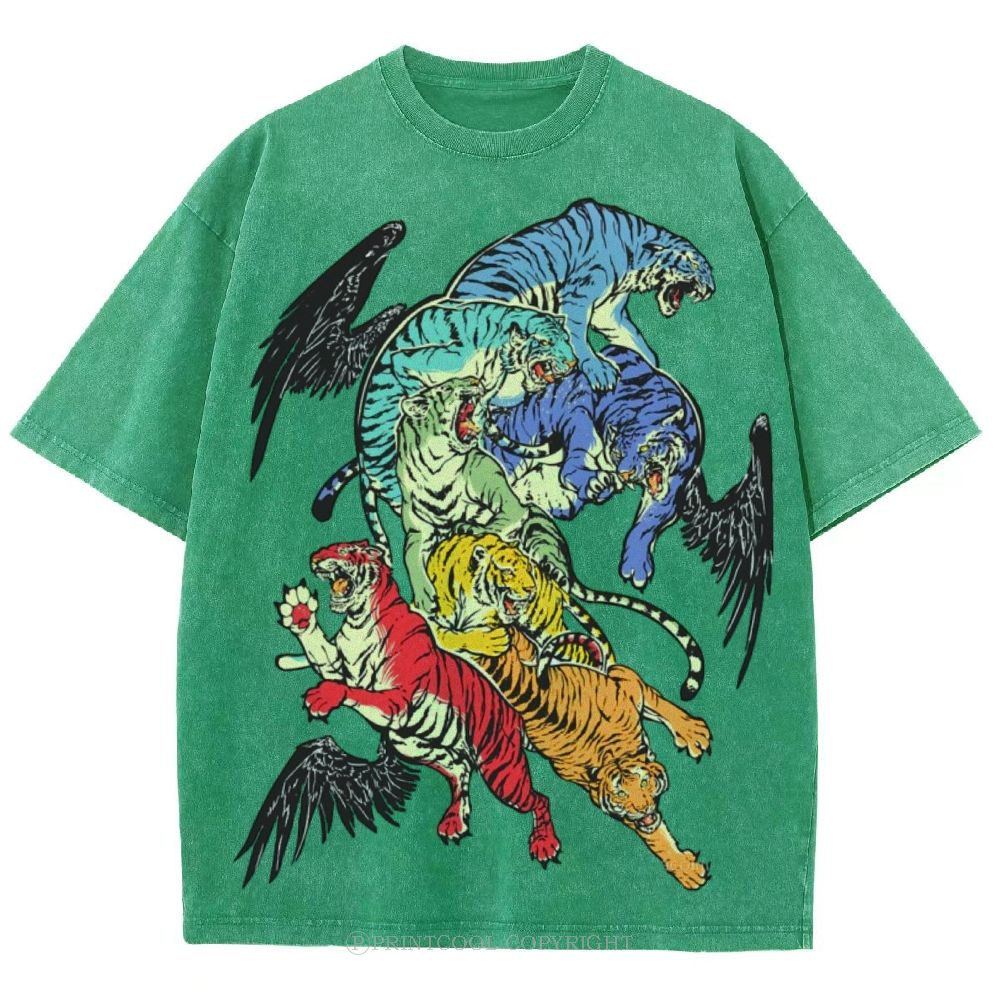 Warring Tigers Unisex Vintage Washed Tee