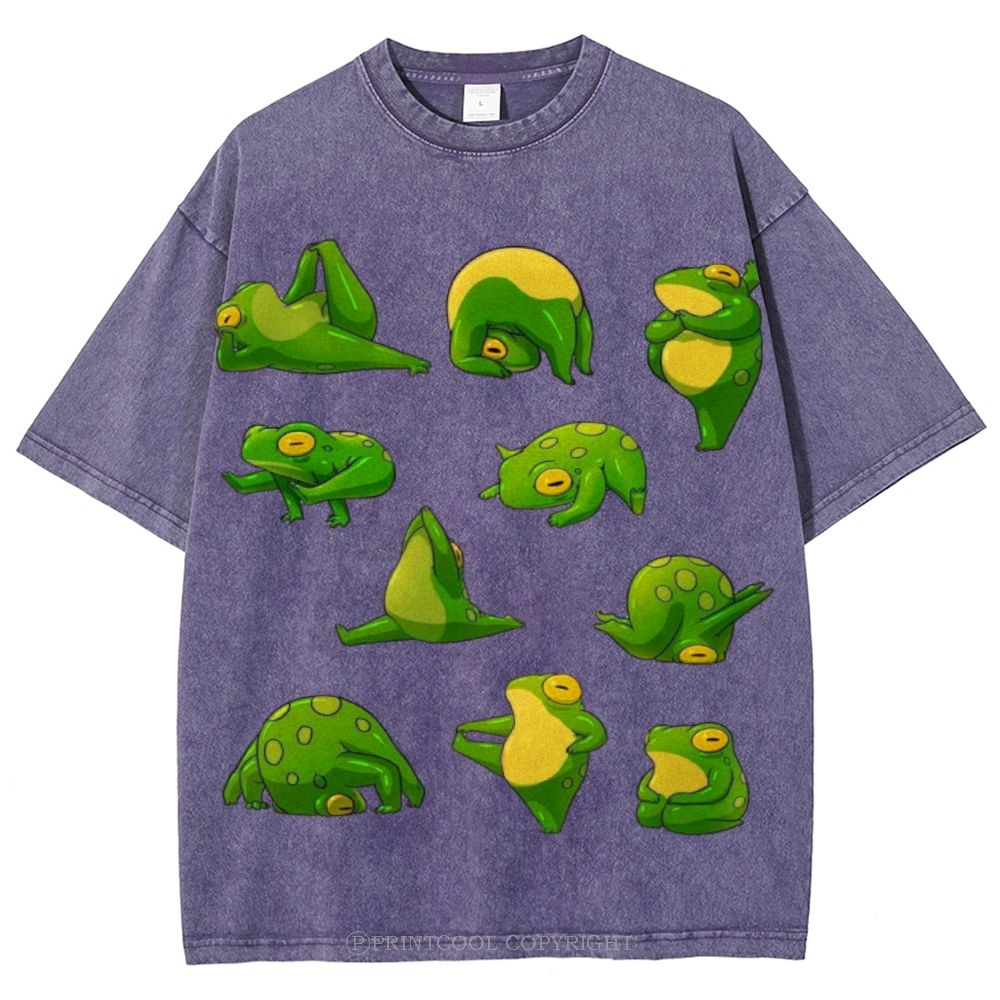 Yoga Frog Unisex Vintage Washed Tee