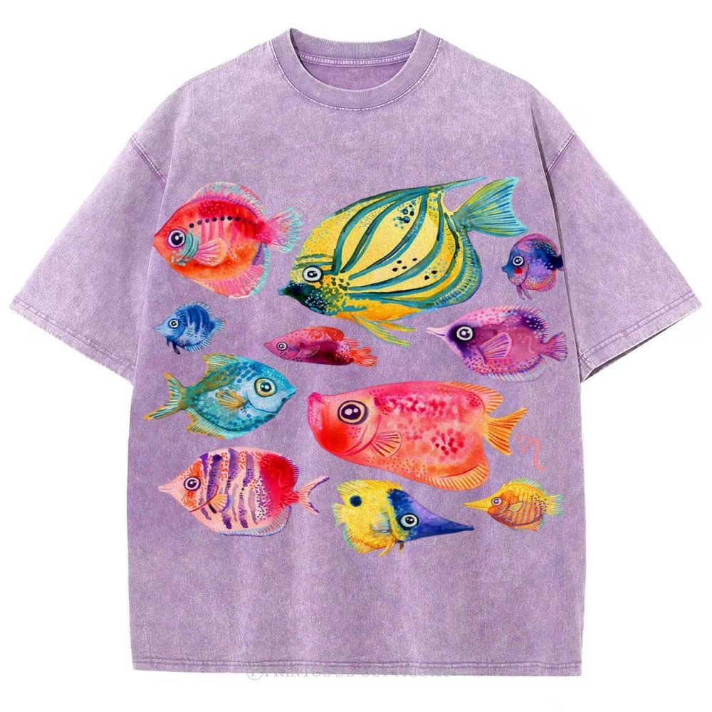 Tropical Fishes Unisex Vintage Washed Tee