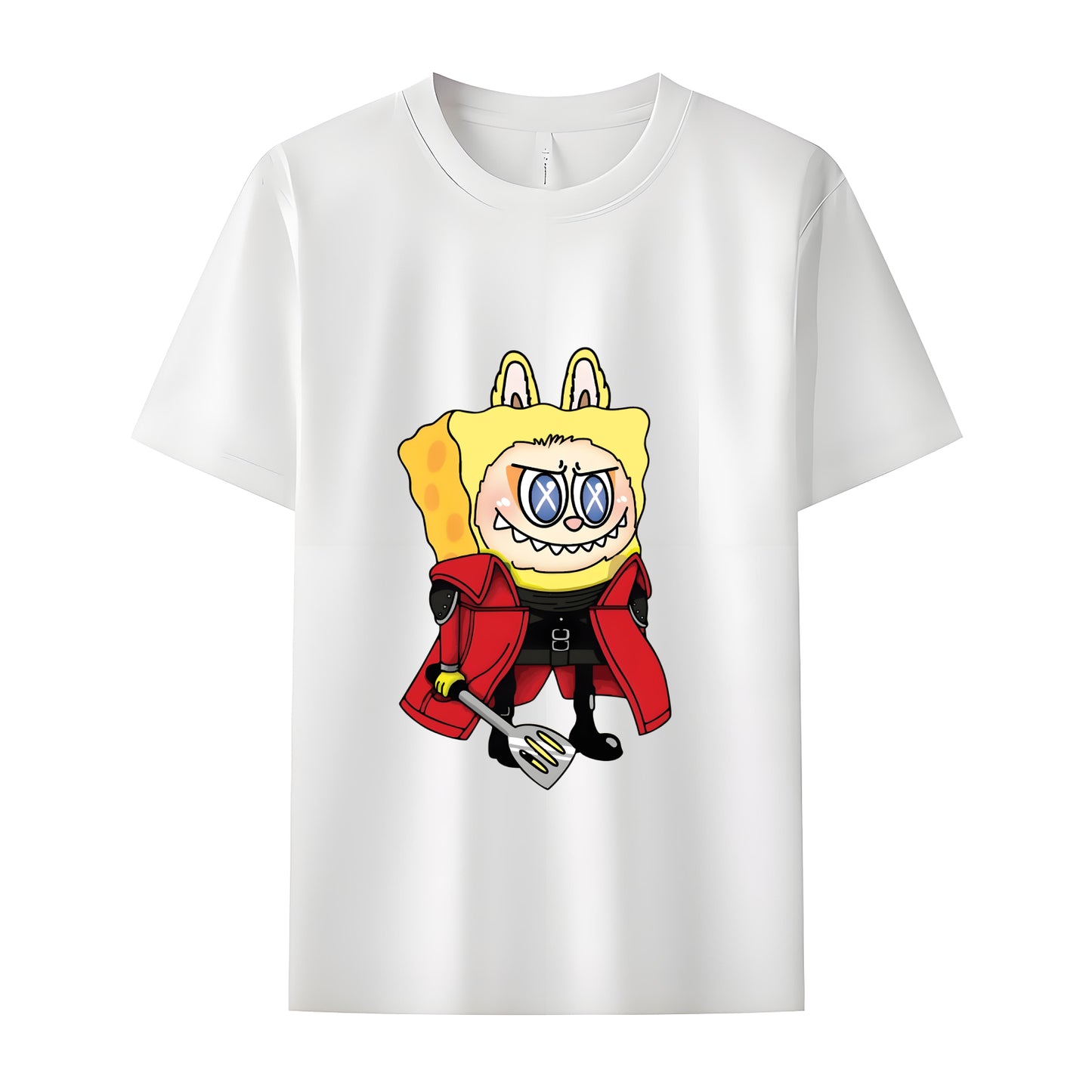 Labubu as SpongeBob The Monsters Crew Neck Short Sleeve T-Shirt For Labubu Lover Gifts For Girlfriend