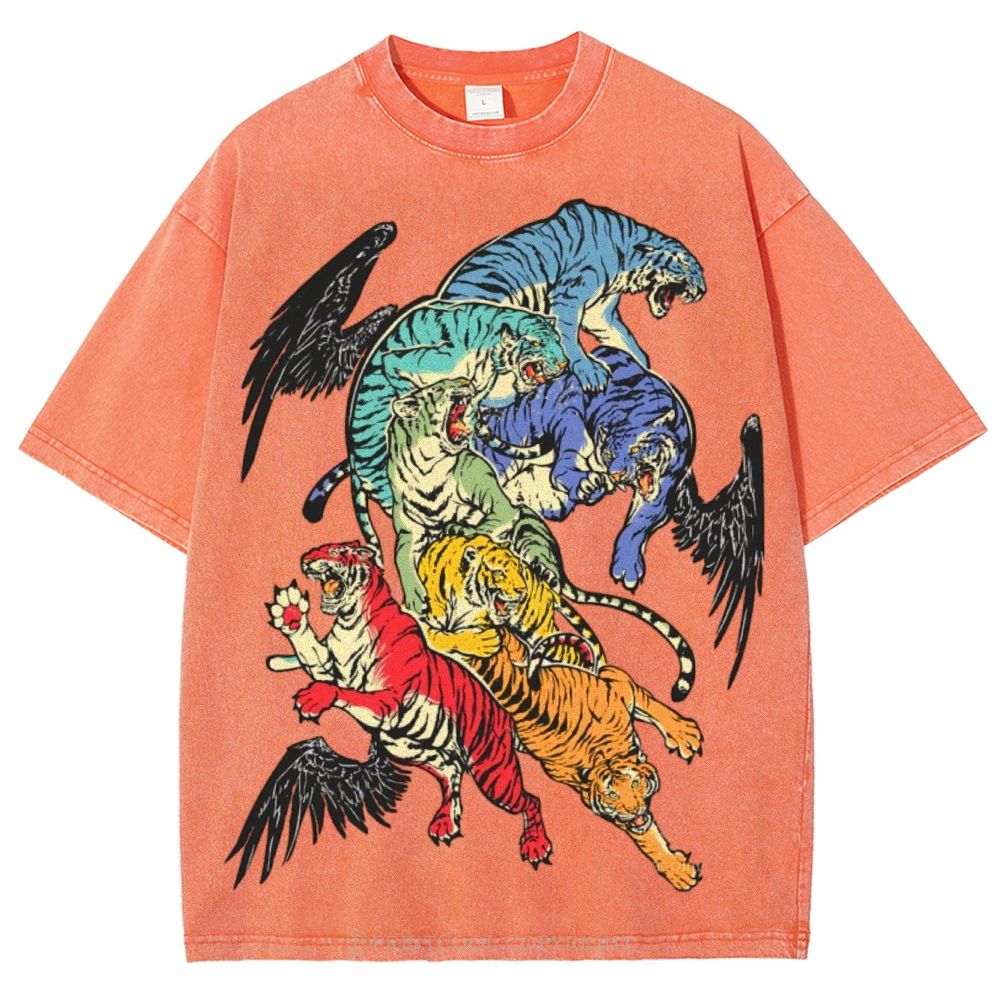 Warring Tigers Unisex Vintage Washed Tee
