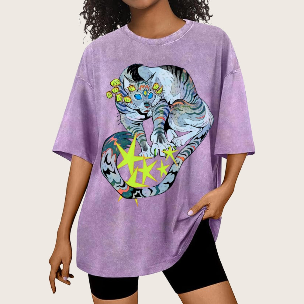 Warriors Cat Unisex Vintage Washed Tee