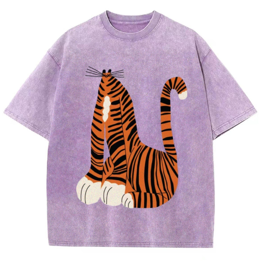 Tiger Cat Unisex Vintage Washed Tee