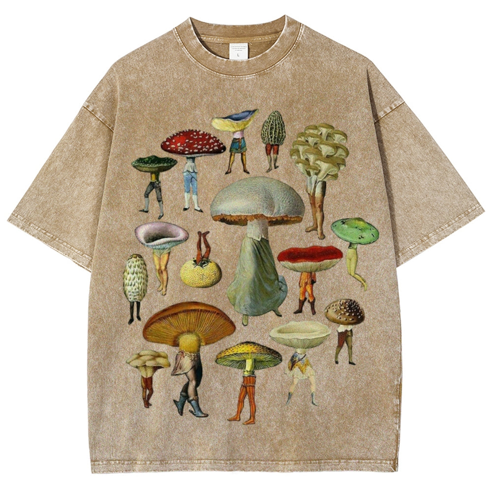 Troop of Mushrooms Unisex Vintage Washed Tee