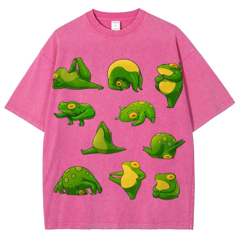 Yoga Frog Unisex Vintage Washed Tee