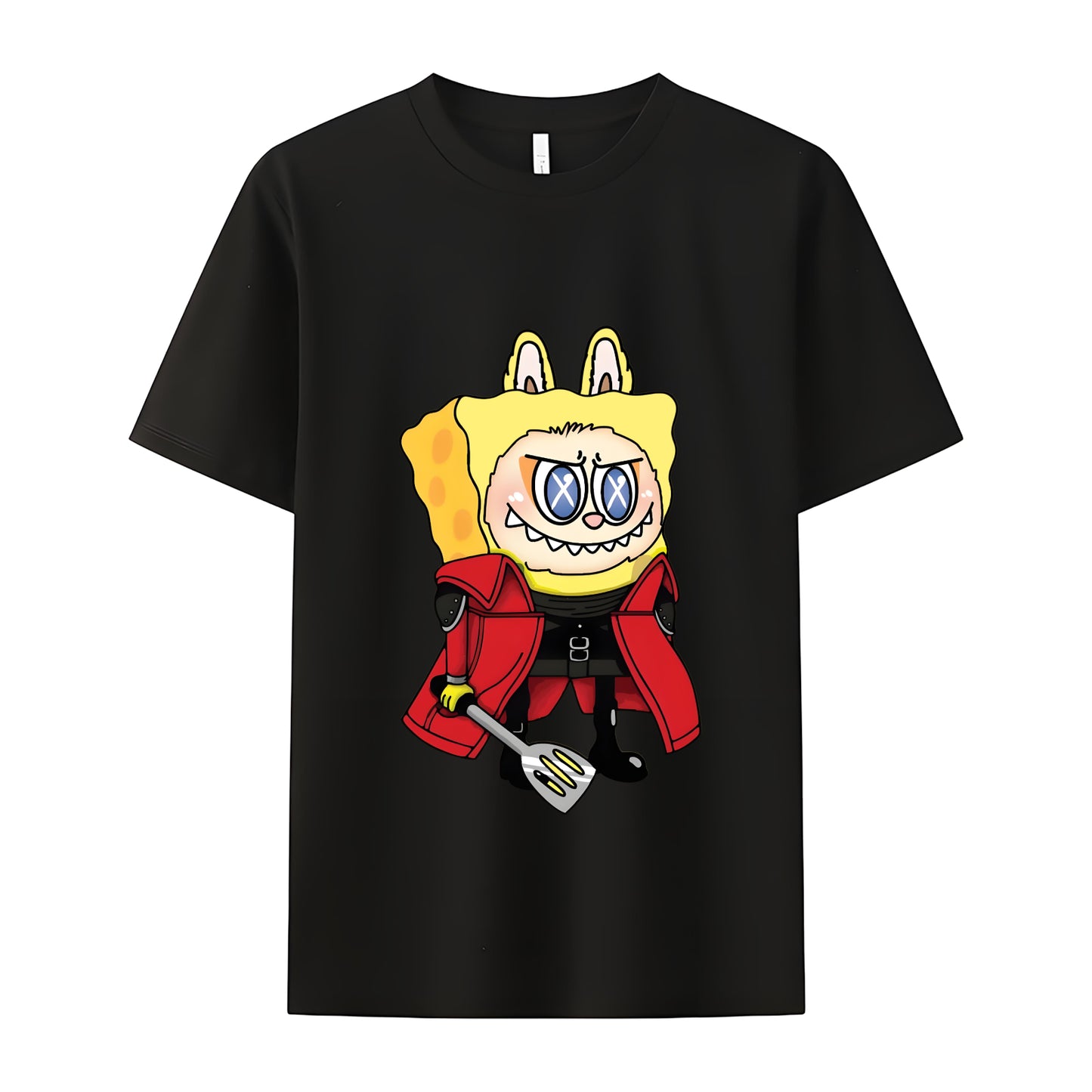 Labubu as SpongeBob The Monsters Crew Neck Short Sleeve T-Shirt For Labubu Lover Gifts For Girlfriend