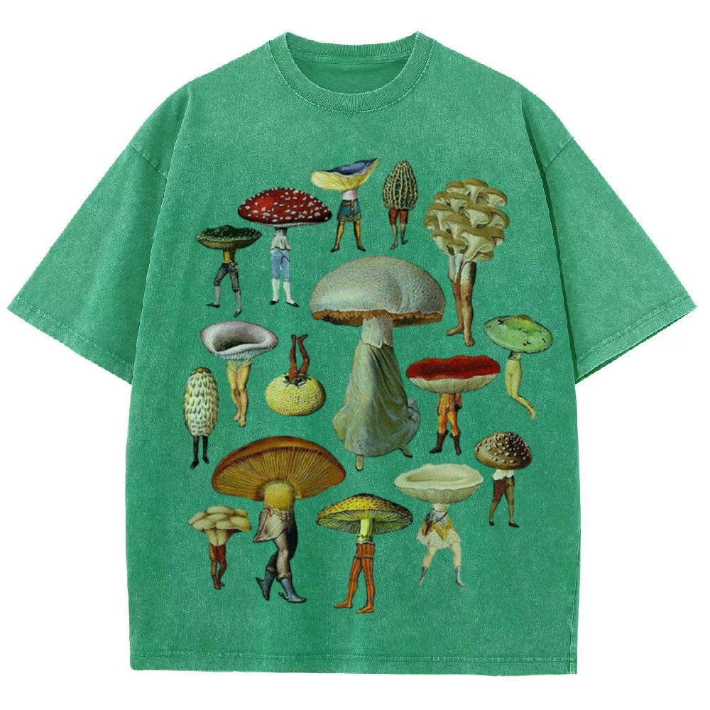 Troop of Mushrooms Unisex Vintage Washed Tee