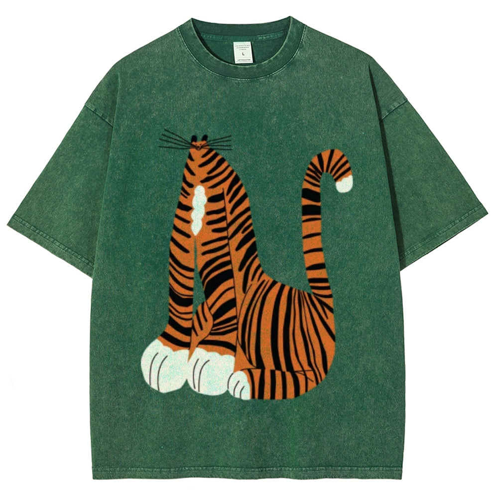 Tiger Cat Unisex Vintage Washed Tee