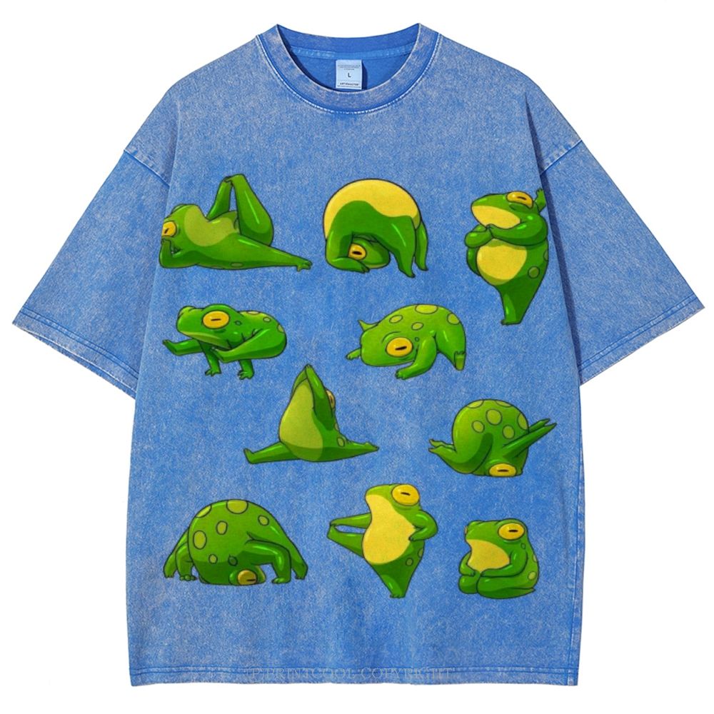 Yoga Frog Unisex Vintage Washed Tee