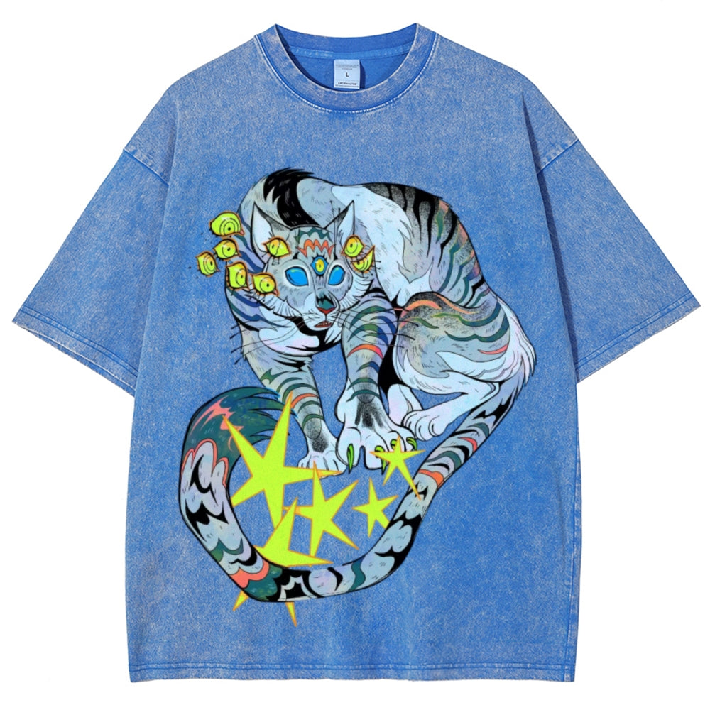 Warriors Cat Unisex Vintage Washed Tee