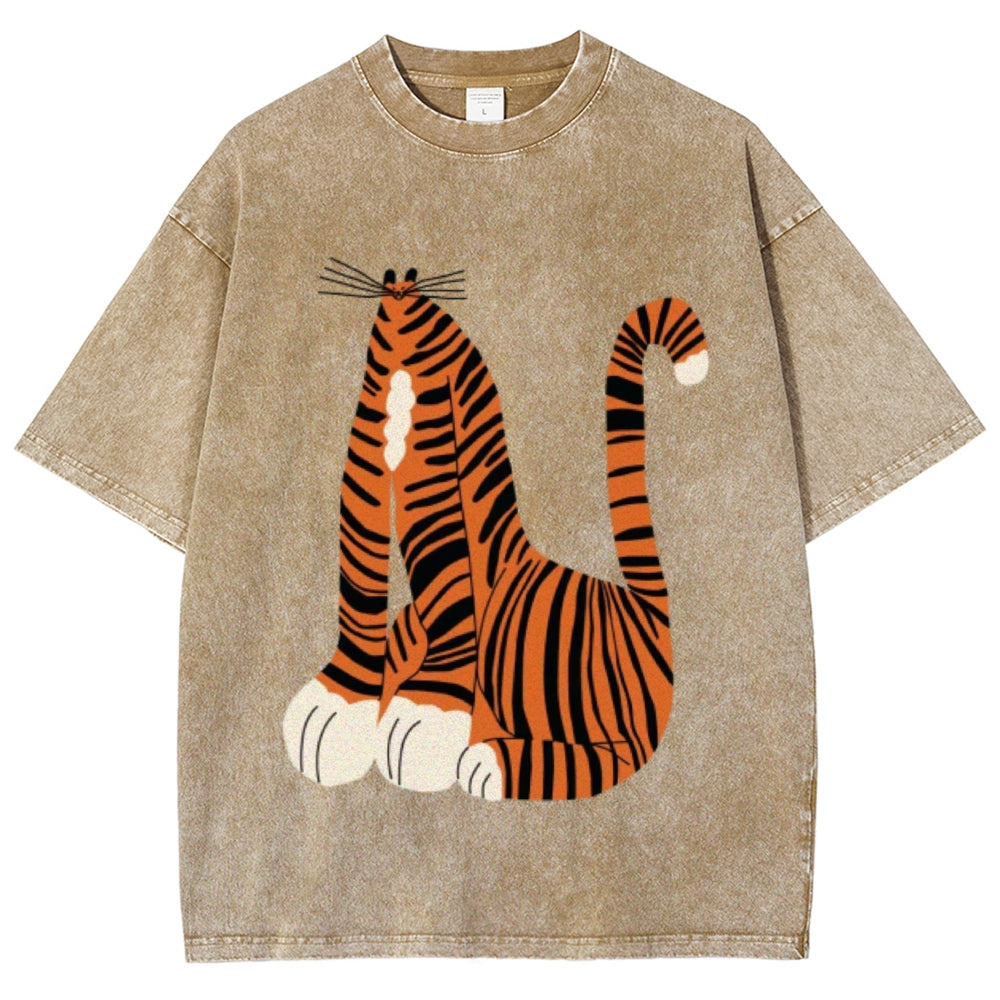 Tiger Cat Unisex Vintage Washed Tee