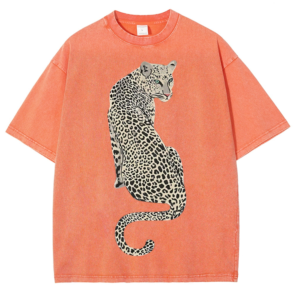 White Leopard Unisex Vintage Washed Tee