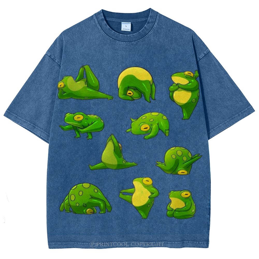 Yoga Frog Unisex Vintage Washed Tee