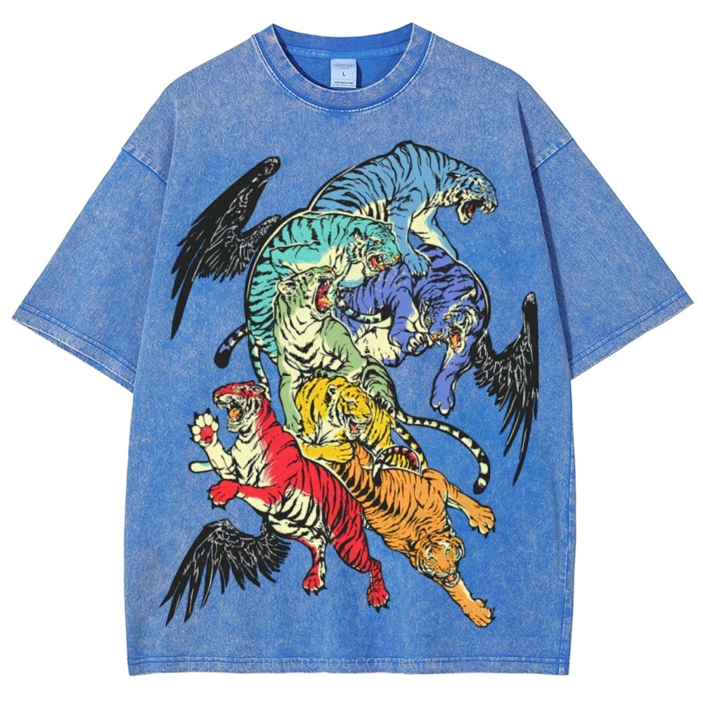 Warring Tigers Unisex Vintage Washed Tee