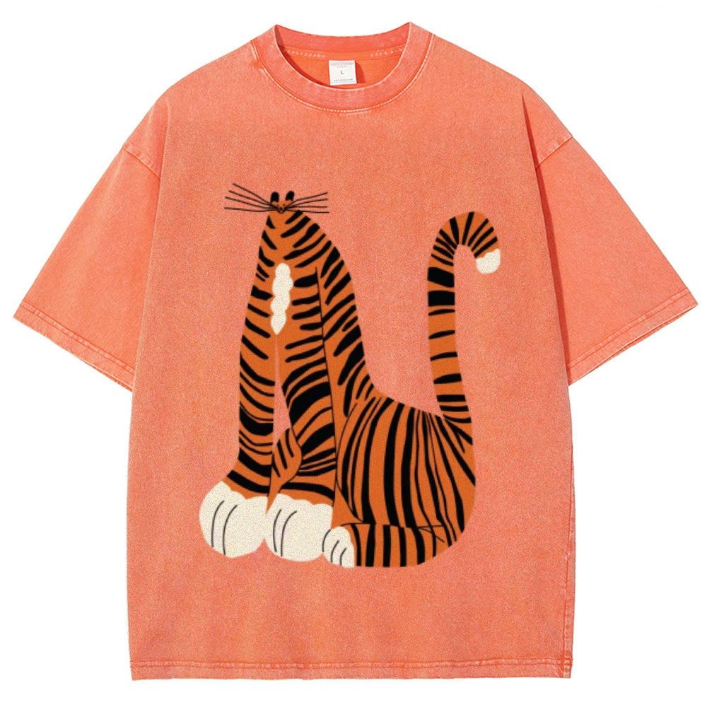 Tiger Cat Unisex Vintage Washed Tee