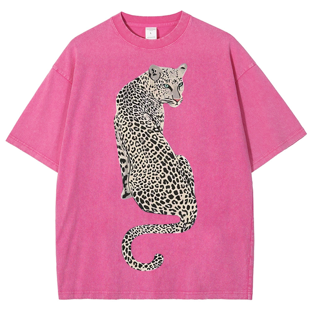 White Leopard Unisex Vintage Washed Tee