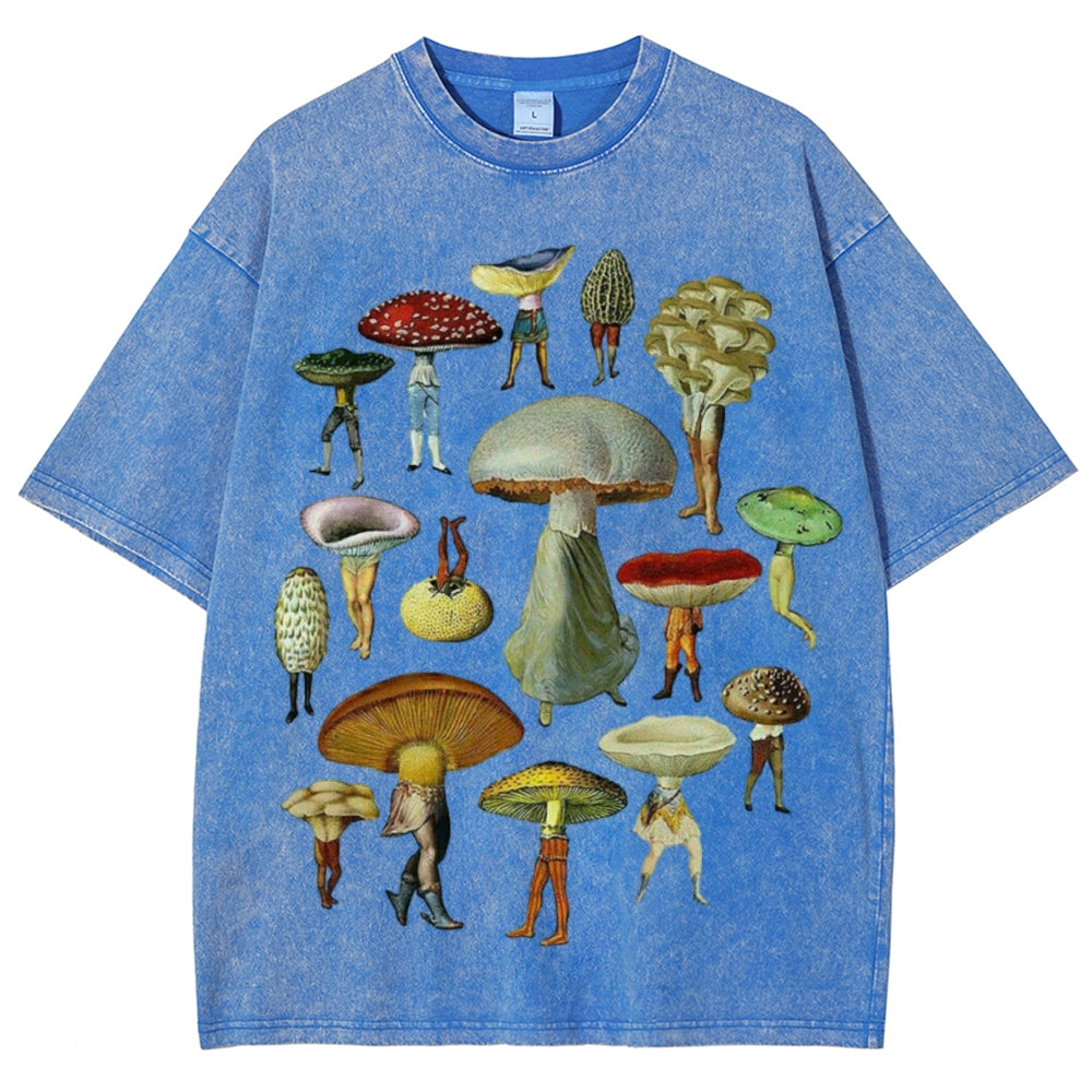 Troop of Mushrooms Unisex Vintage Washed Tee