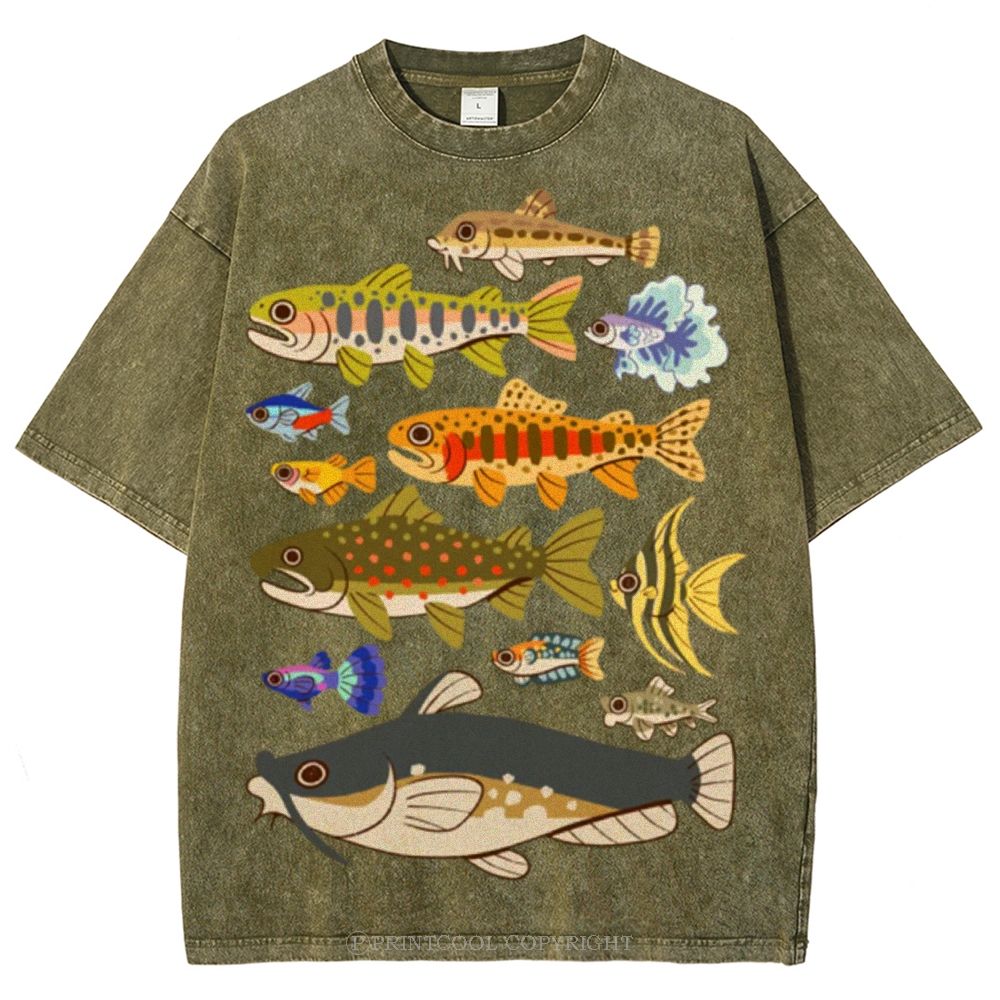 Tropical Fish Paradise Unisex Vintage Washed Tee