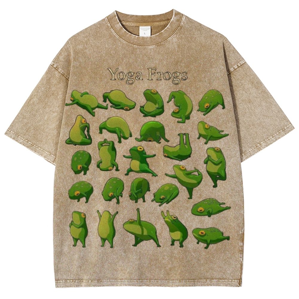 Yoga Frog Unisex Vintage Washed Tee