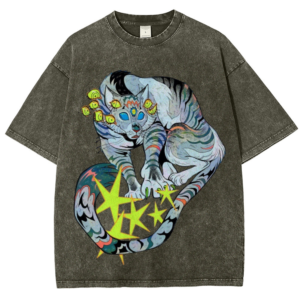 Warriors Cat Unisex Vintage Washed Tee