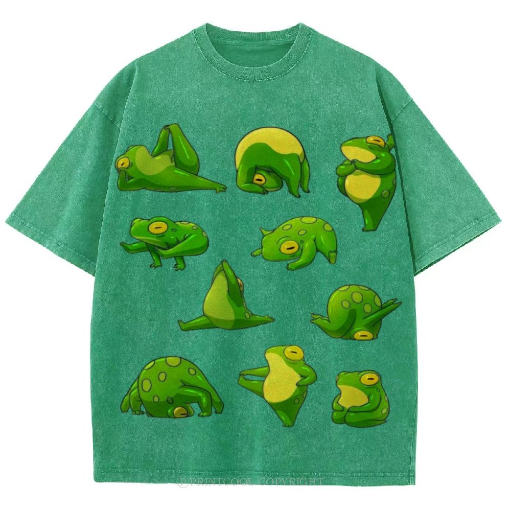 Yoga Frog Unisex Vintage Washed Tee