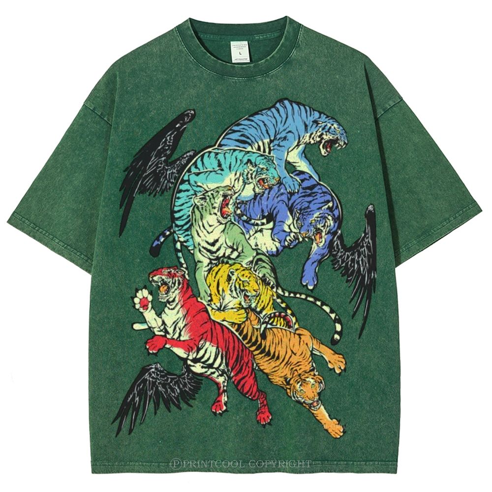 Warring Tigers Unisex Vintage Washed Tee
