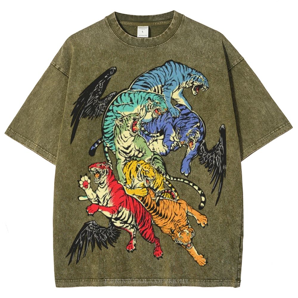 Warring Tigers Unisex Vintage Washed Tee