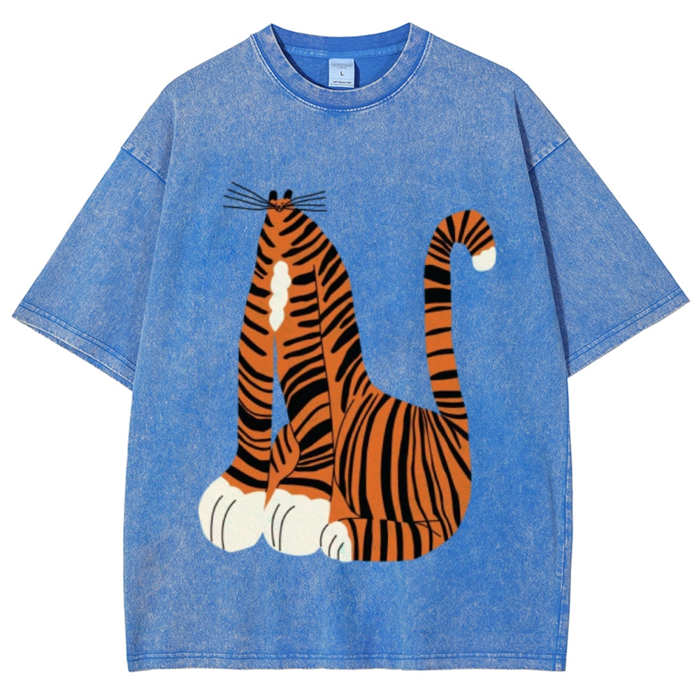 Tiger Cat Unisex Vintage Washed Tee
