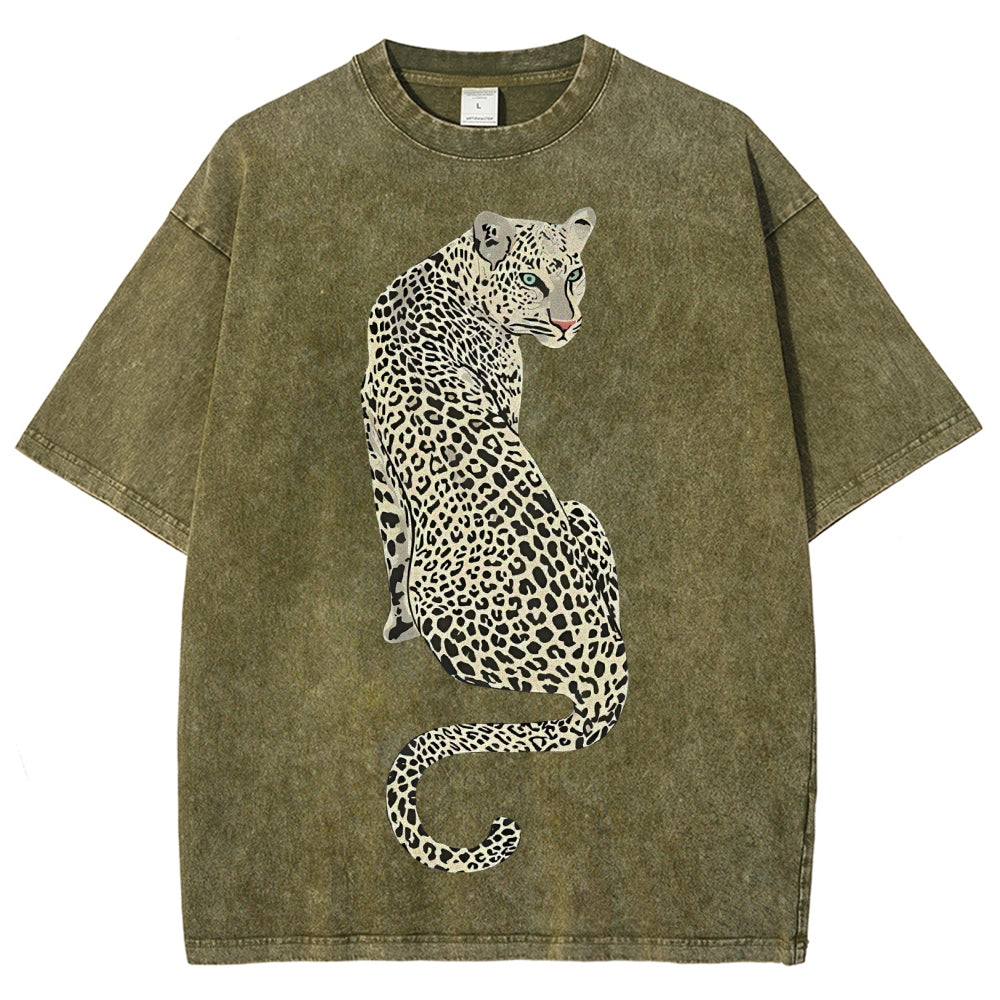 White Leopard Unisex Vintage Washed Tee
