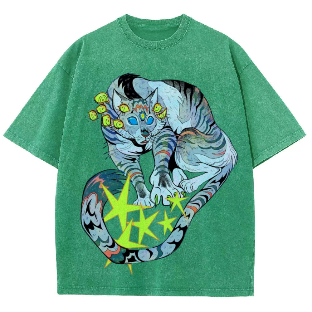 Warriors Cat Unisex Vintage Washed Tee