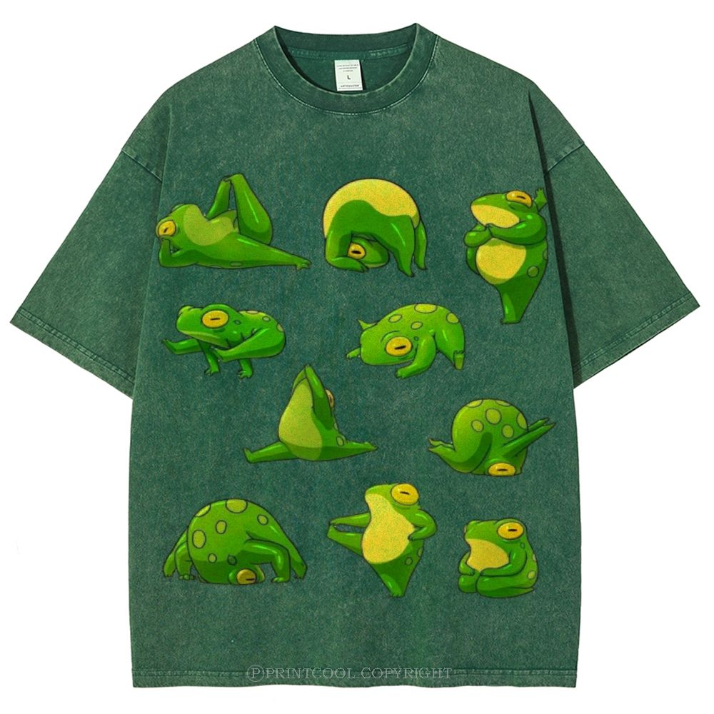 Yoga Frog Unisex Vintage Washed Tee