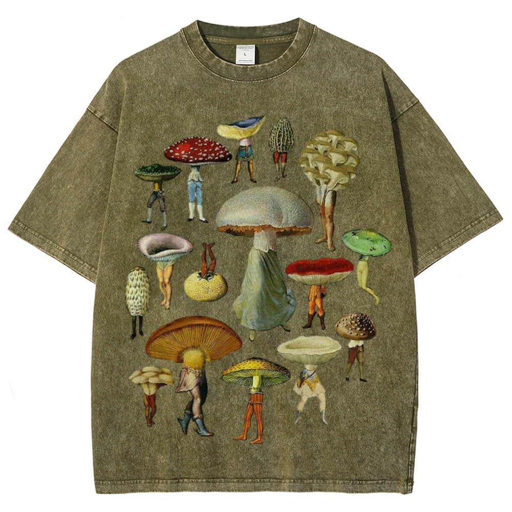 Troop of Mushrooms Unisex Vintage Washed Tee