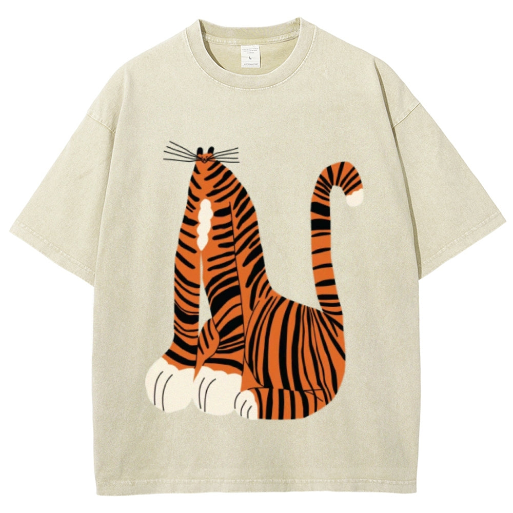 Tiger Cat Unisex Vintage Washed Tee