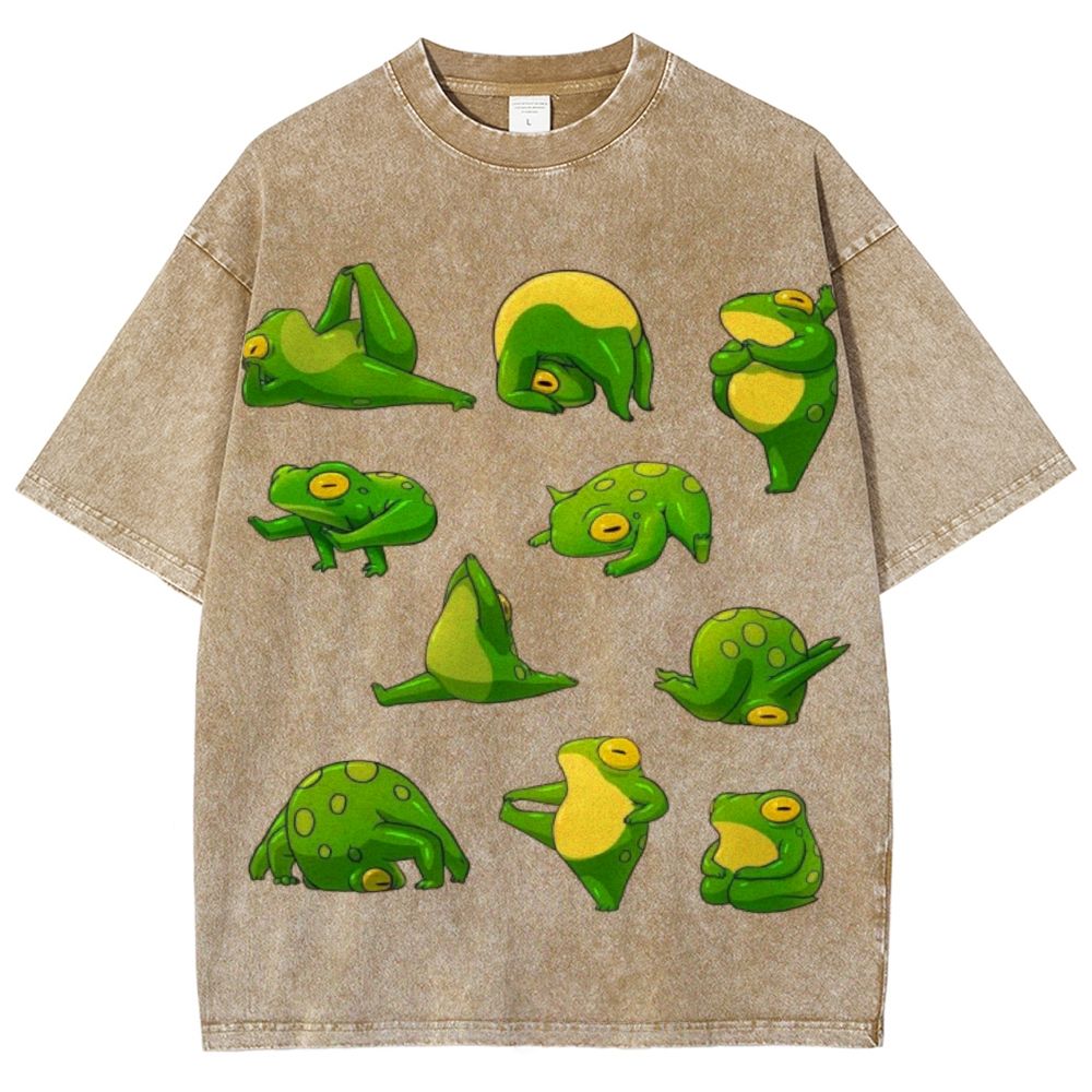 Yoga Frog Unisex Vintage Washed Tee