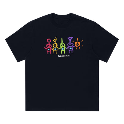 Cute Line Drawing Crew Neck Short-Sleeve T-Shirt Unisex